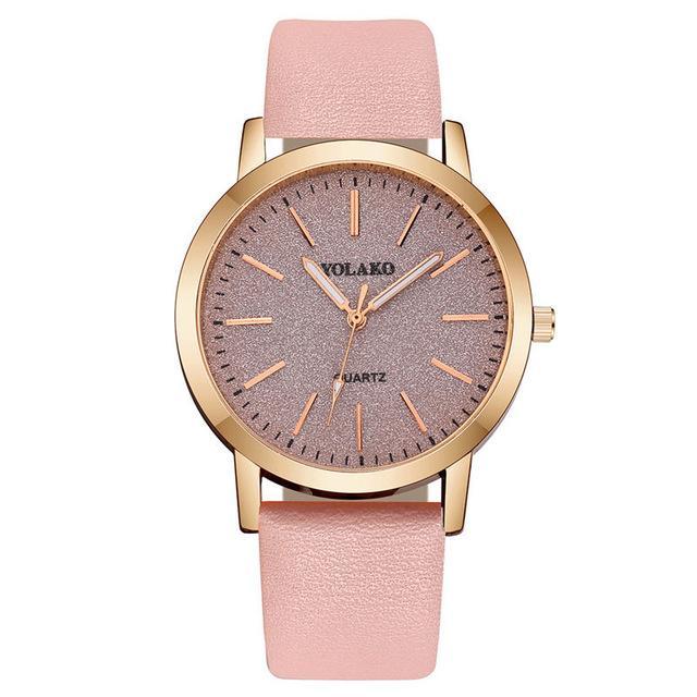 Reloj de pulsera analógico de cuarzo para mujer con correa de piel sintética estilo Ginebra
