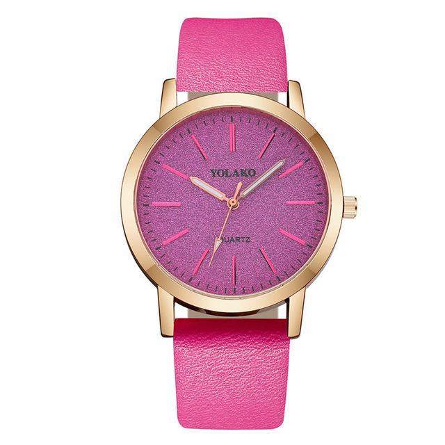 Reloj de pulsera analógico de cuarzo para mujer con correa de piel sintética estilo Ginebra