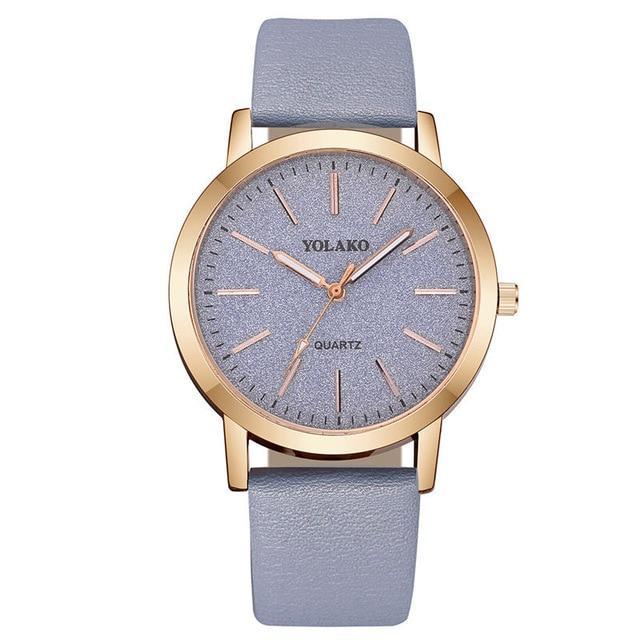 Reloj de pulsera analógico de cuarzo para mujer con correa de piel sintética estilo Ginebra