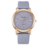Reloj de pulsera analógico de cuarzo para mujer con correa de piel sintética estilo Ginebra