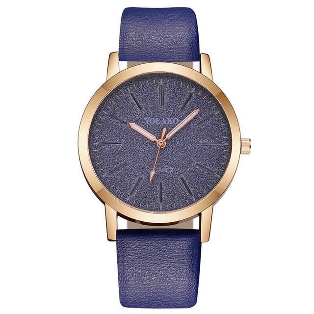 Reloj de pulsera analógico de cuarzo para mujer con correa de piel sintética estilo Ginebra