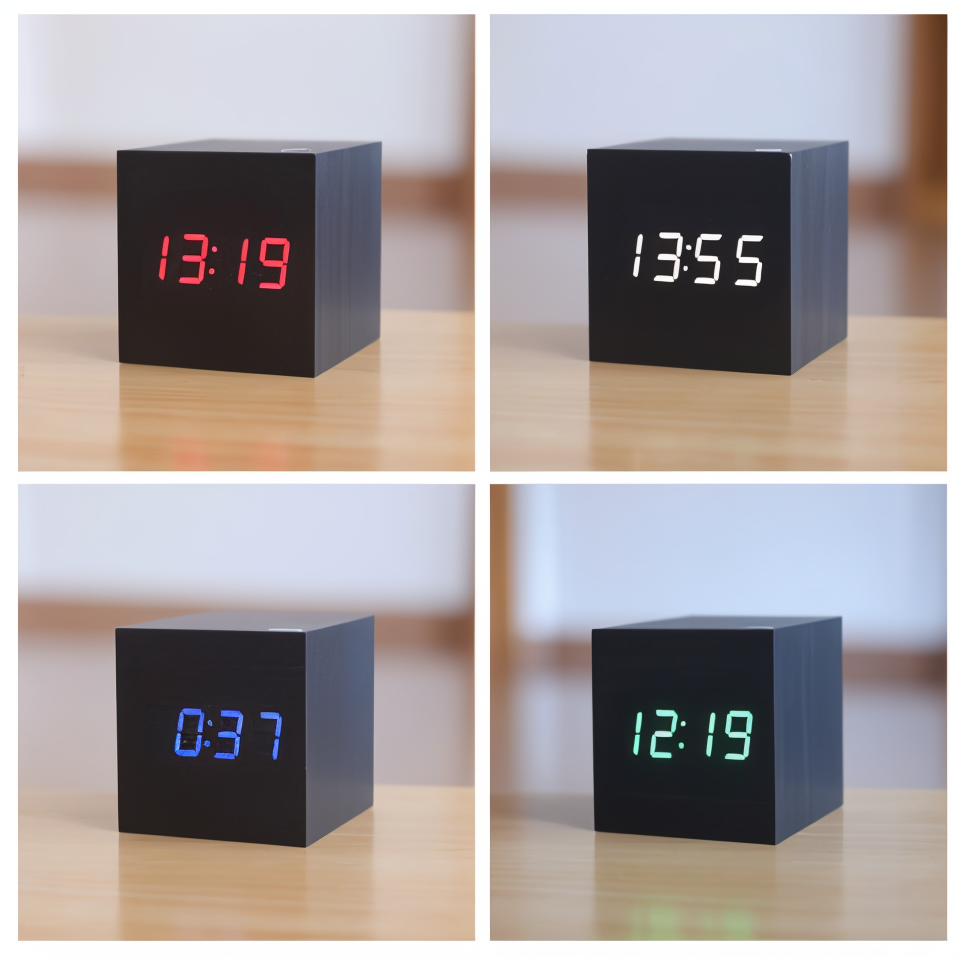 Reloj despertador LED digital de madera elegante