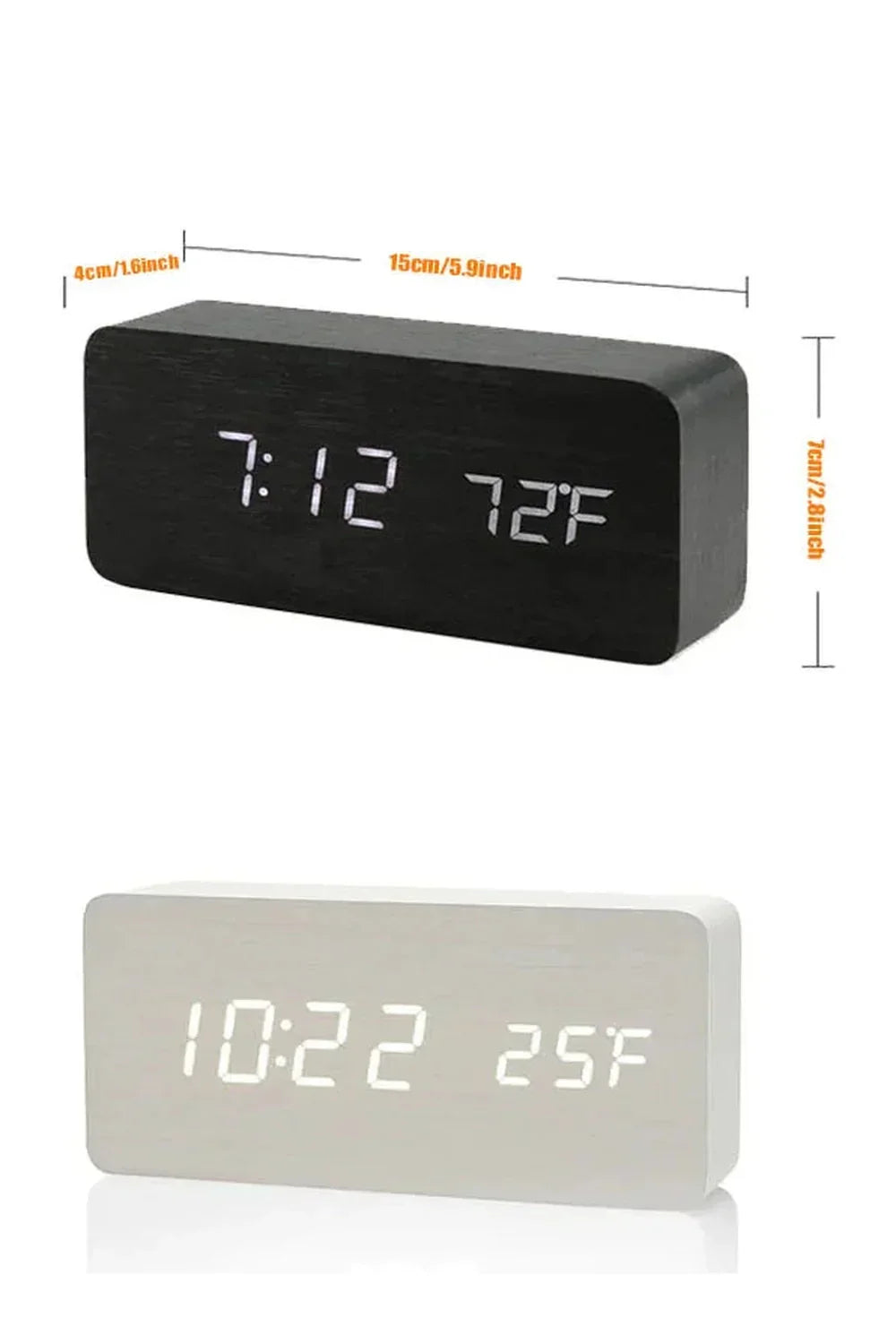 Reloj digital LED de madera