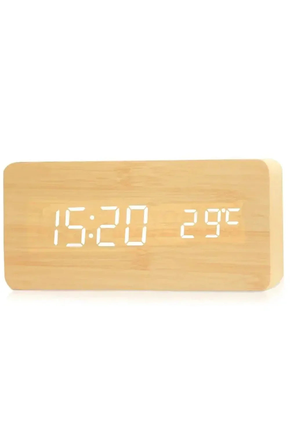 Reloj digital LED de madera