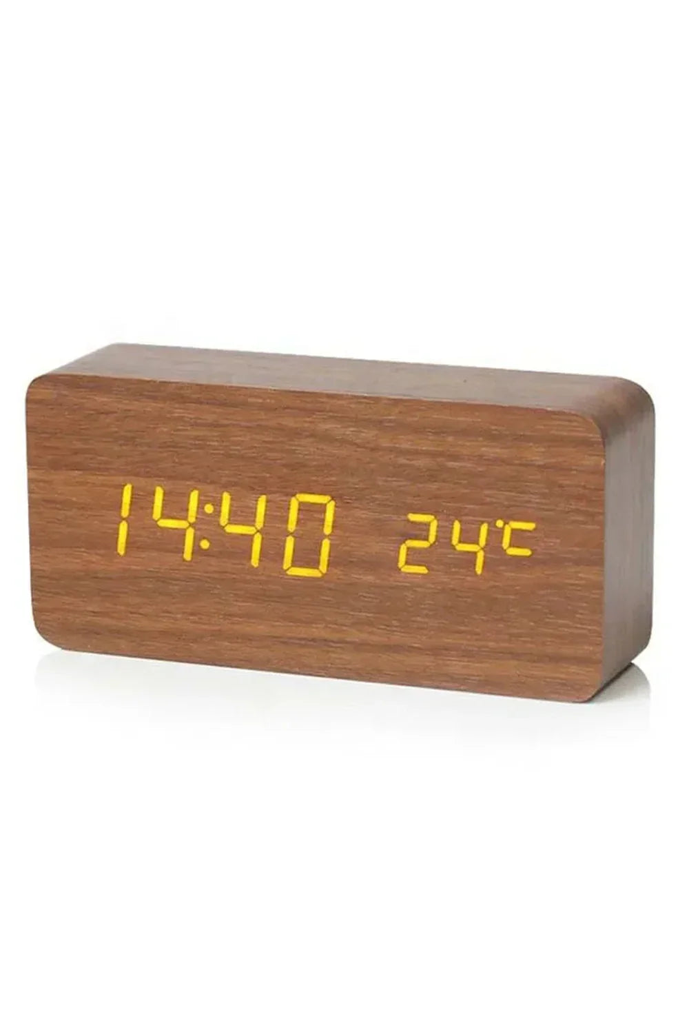 Reloj digital LED de madera