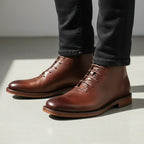Robbin – Botas de tobillo de piel auténtica acabadas a mano para hombre