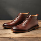 Robbin – Botas de tobillo de piel auténtica acabadas a mano para hombre