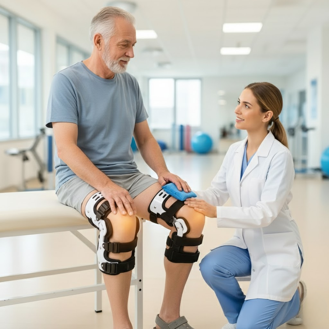 Rodillera descargadora con estabilización ajustable, derecha o izquierda, talla única – ArthroGuard