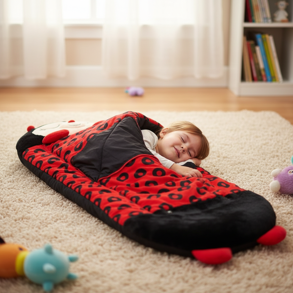 Saco de dormir infantil ligero con capucha — Almohada plegable integrada