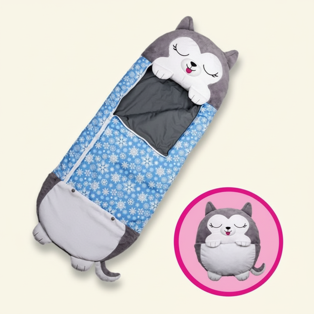 Saco de dormir infantil ligero con capucha — Almohada plegable integrada