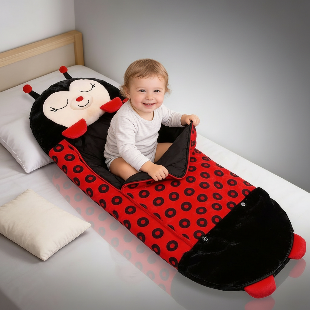 Saco de dormir infantil ligero con capucha — Almohada plegable integrada