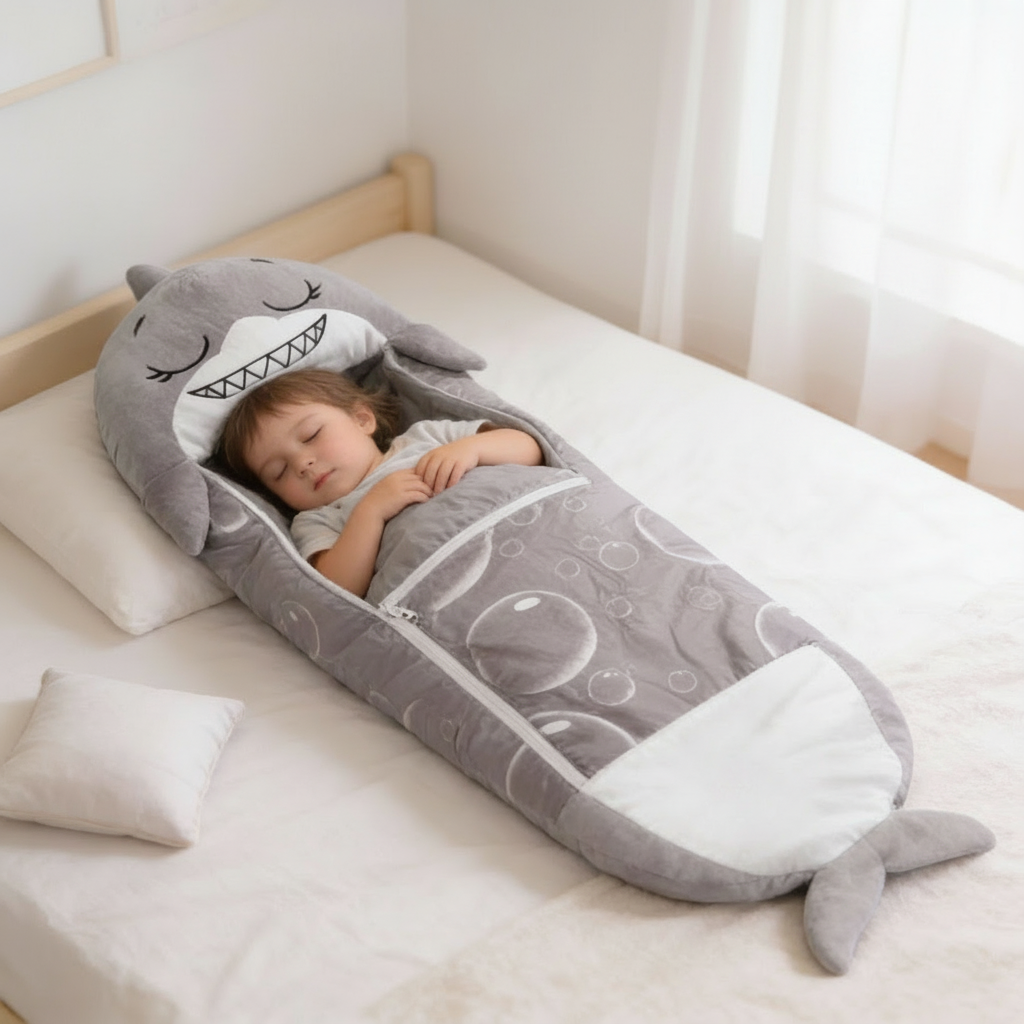 Saco de dormir infantil ligero con capucha — Almohada plegable integrada