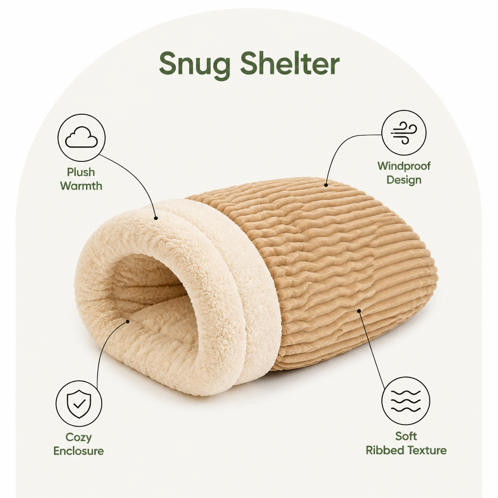 Saco de dormir semicerrado de felpa cortavientos para mascotas (para gatos y perros pequeños)