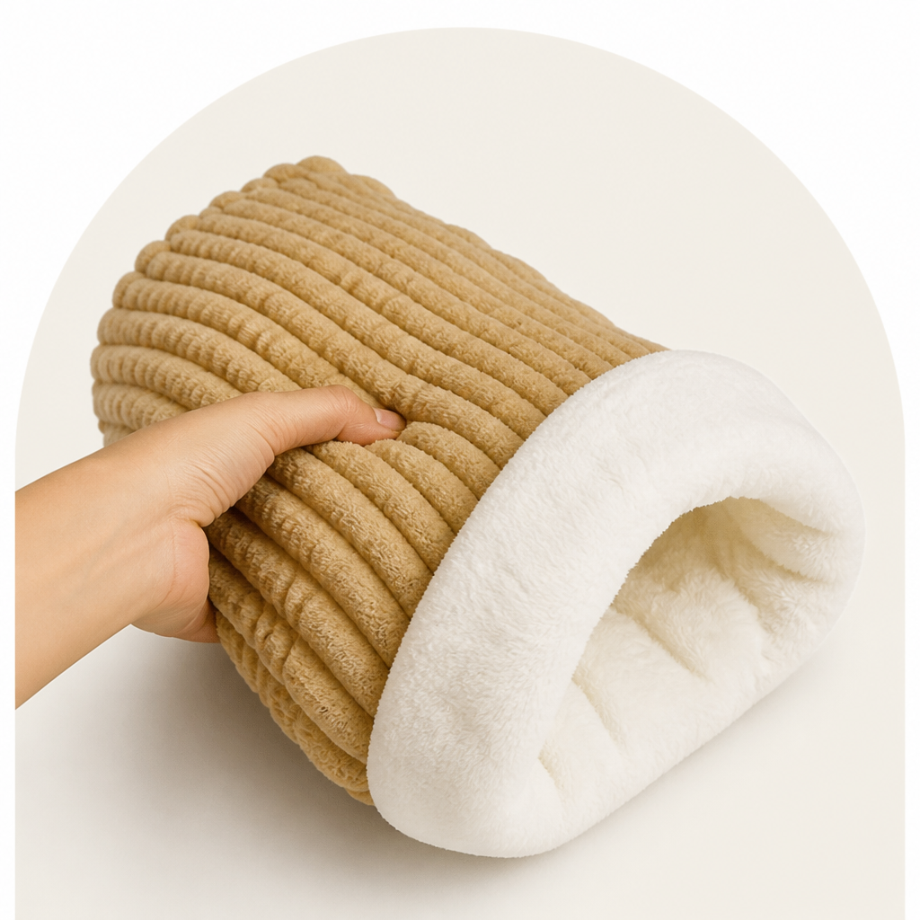 Saco de dormir semicerrado de felpa cortavientos para mascotas (para gatos y perros pequeños)