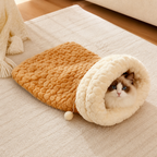 Saco de dormir semicerrado de felpa cortavientos para mascotas (para gatos y perros pequeños)
