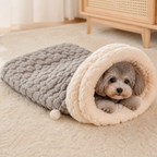 Saco de dormir semicerrado de felpa cortavientos para mascotas (para gatos y perros pequeños)