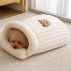 Saco de dormir semicerrado de felpa cortavientos para mascotas (para gatos y perros pequeños)