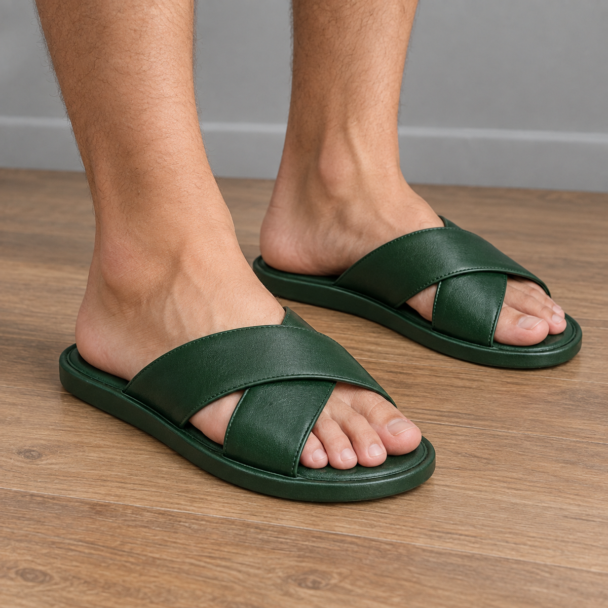 Sandalias de hombre verdes con tiras cruzadas