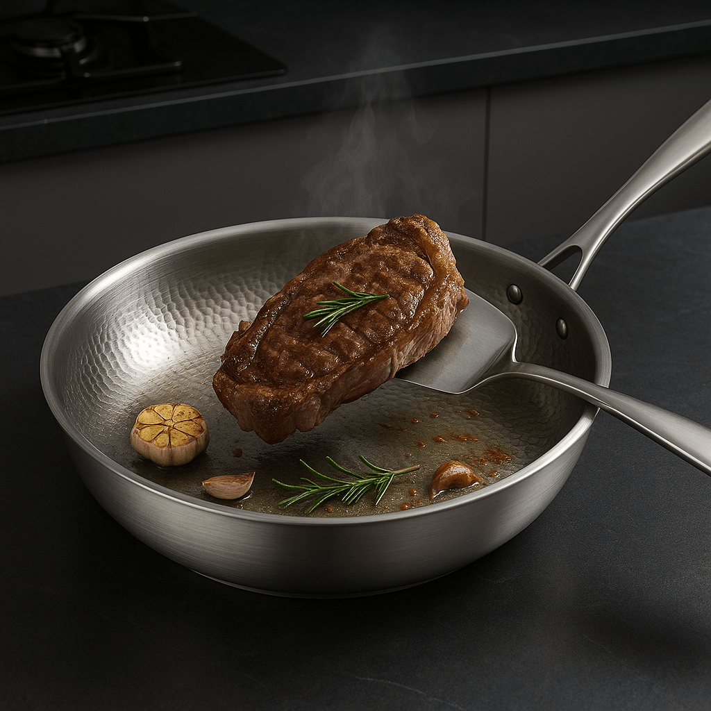Sartén de titanio premium sin revestimiento para todo tipo de cocinas