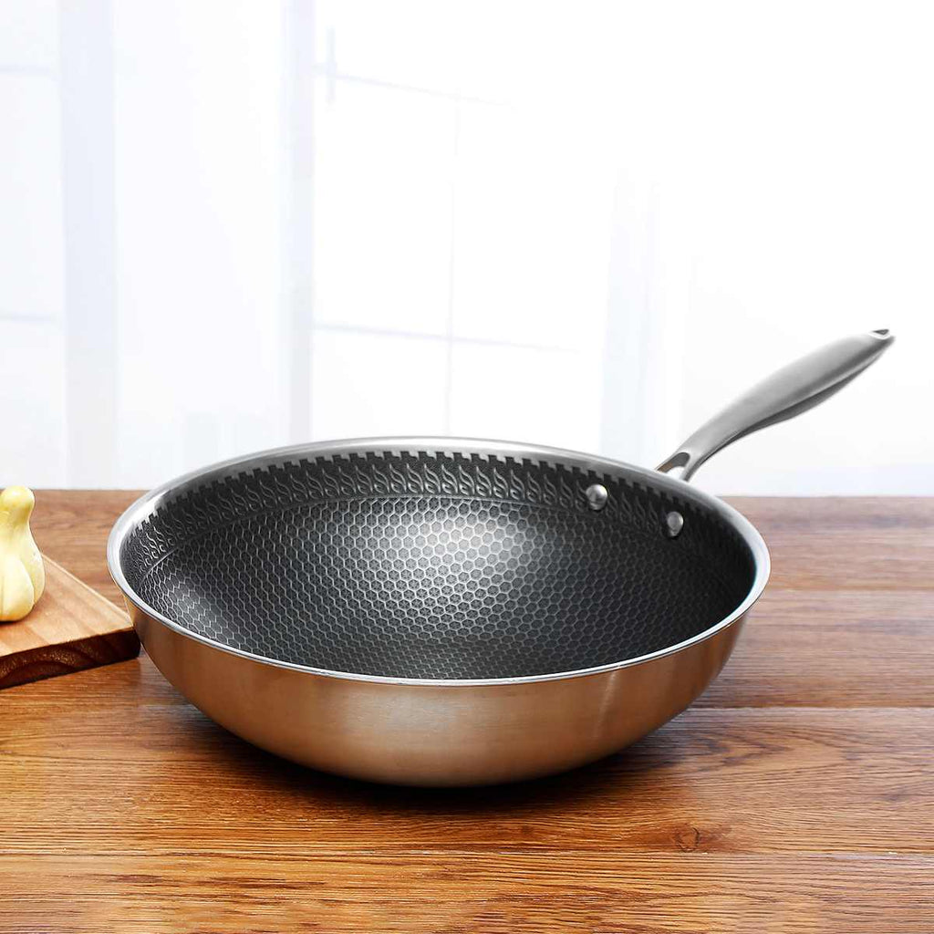 Sartén antiadherente de acero inoxidable Chefverro con estructura de panal