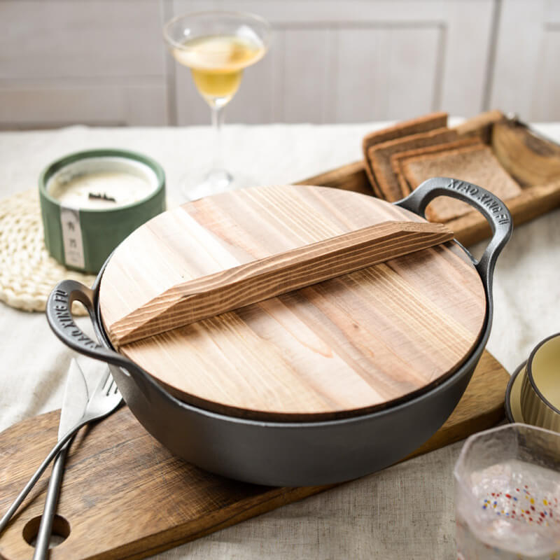 Sartén CastePrima con antiadherente duradero y tapa de madera