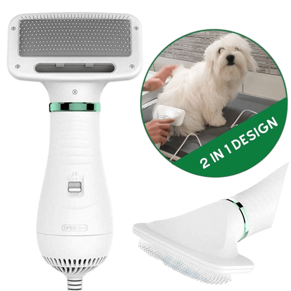 Secador de pelo 2 en 1 para perros con cepillo | Funcionamiento silencioso por debajo de 60 dB | Dos ajustes de calor y 