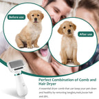 Secador de pelo 2 en 1 para perros con cepillo | Funcionamiento silencioso por debajo de 60 dB | Dos ajustes de calor y 