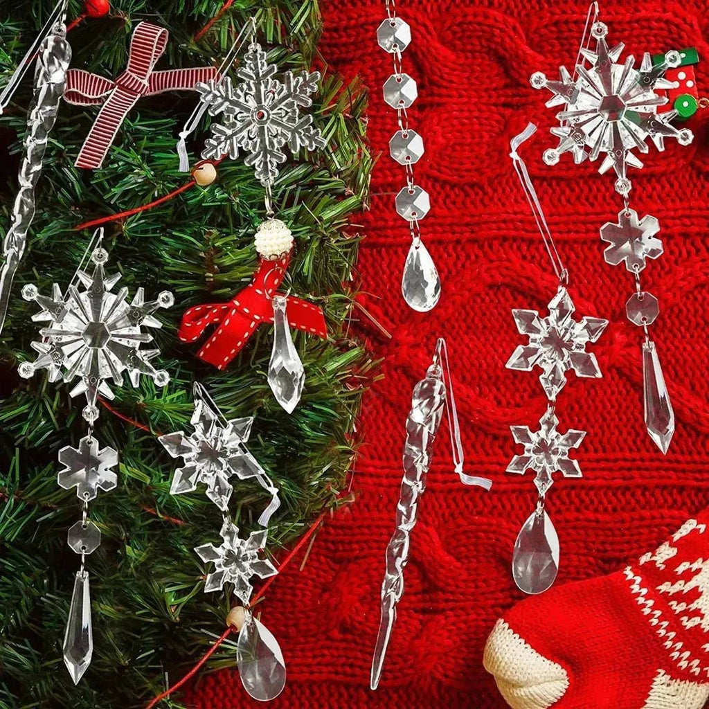 Set de 10 carámbanos decorativos de acrílico transparente para árbol de Navidad