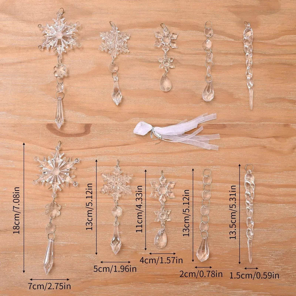 Set de 10 carámbanos decorativos de acrílico transparente para árbol de Navidad