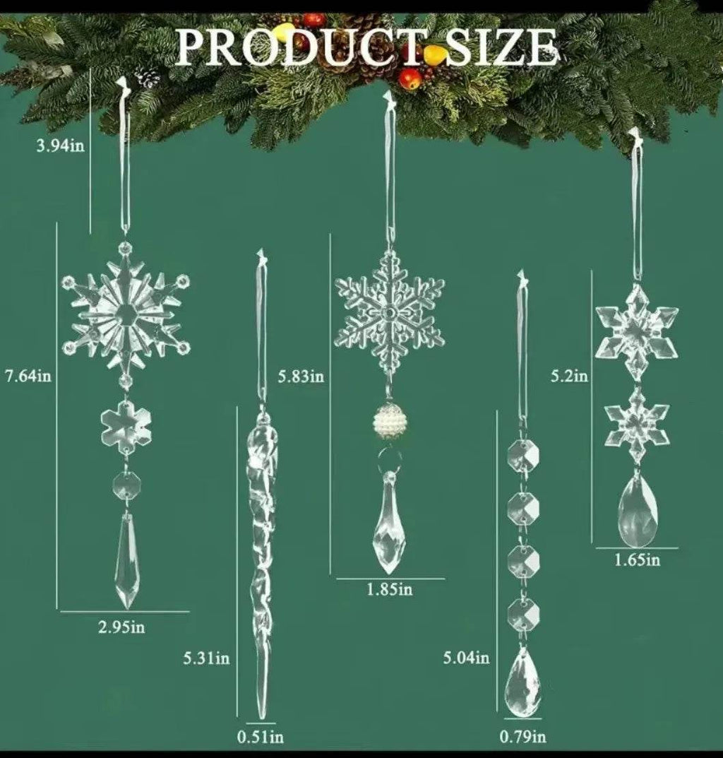 Set de 10 carámbanos decorativos de acrílico transparente para árbol de Navidad