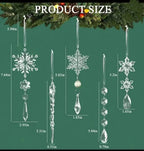 Set de 10 carámbanos decorativos de acrílico transparente para árbol de Navidad