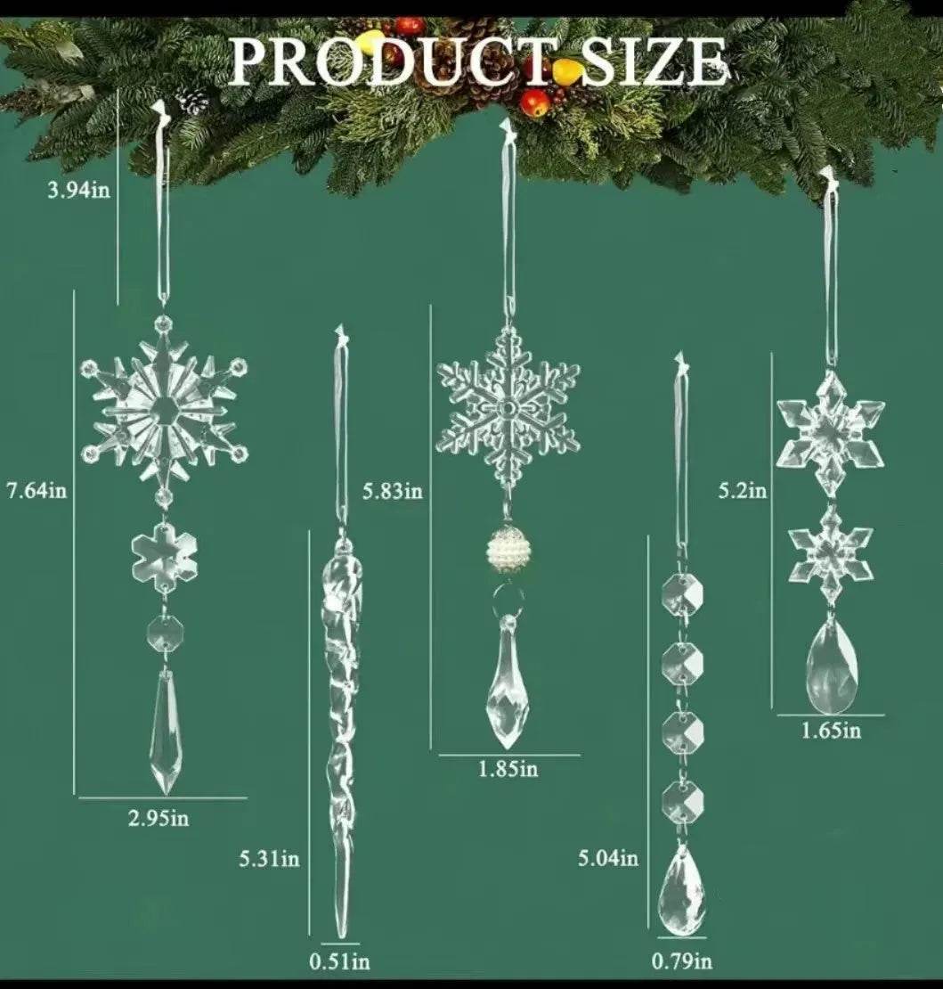 Set de 10 carámbanos decorativos de acrílico transparente para árbol de Navidad