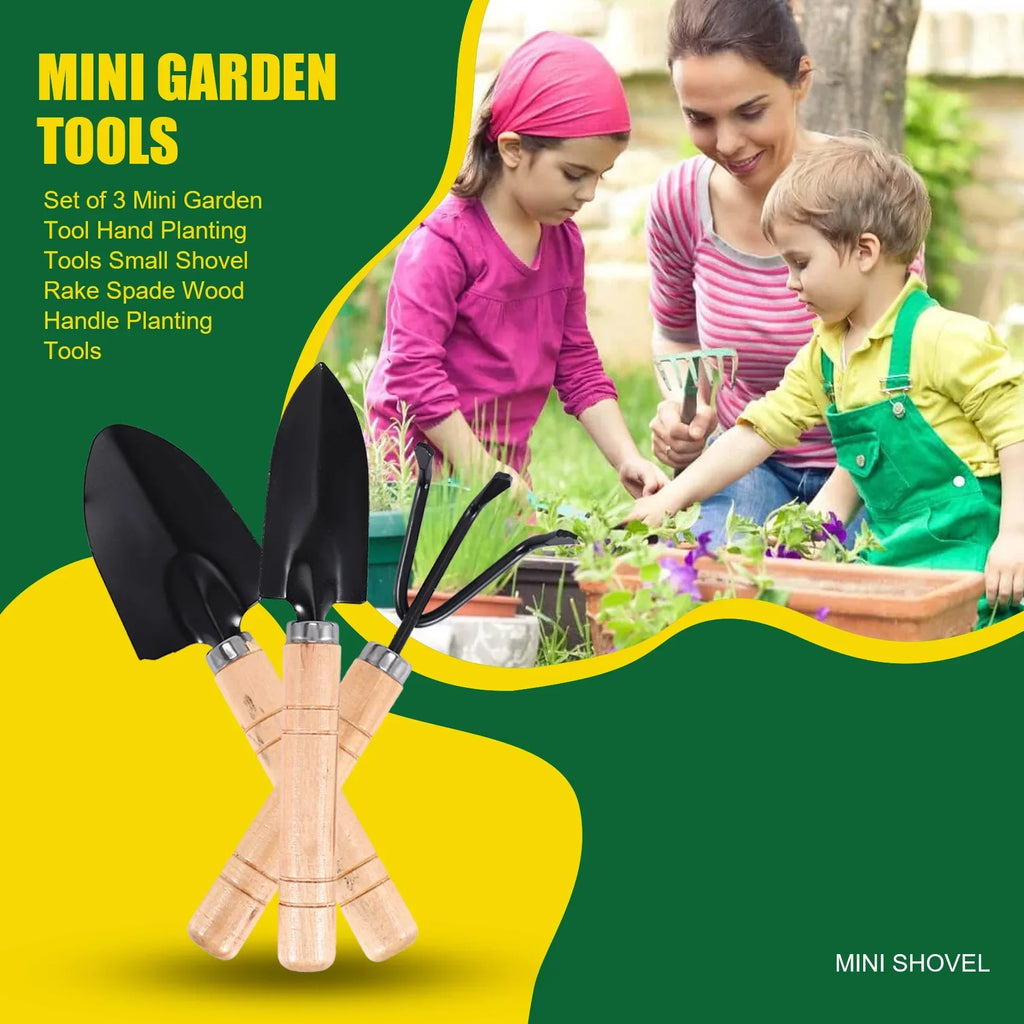 Set de 3 herramientas mini de jardín Planturio con mango de madera