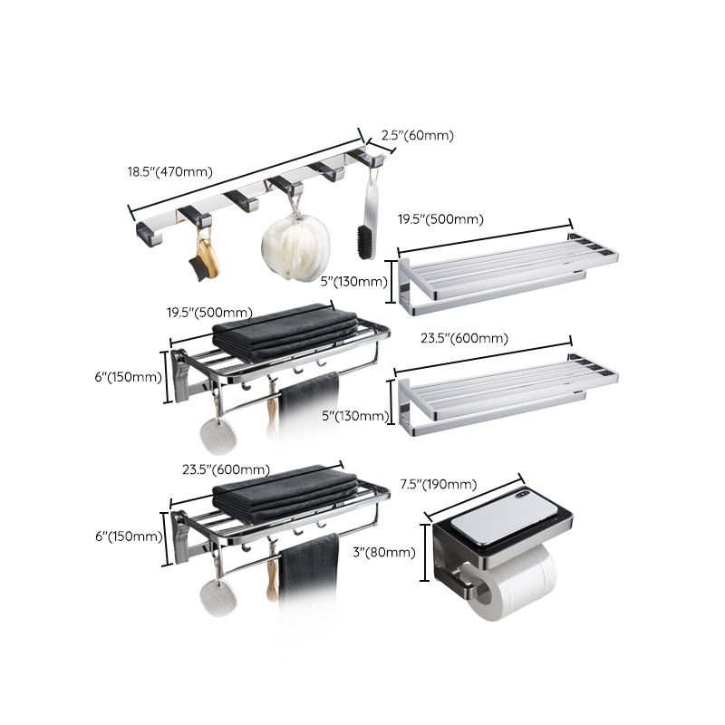 Set de accesorios de baño modernos en cromo pulido — 5 piezas o individuales