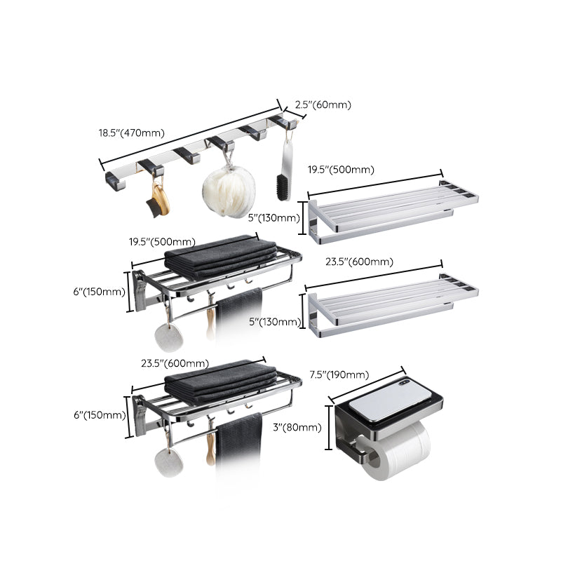 Set de accesorios de baño modernos en cromo pulido — 5 piezas o individuales