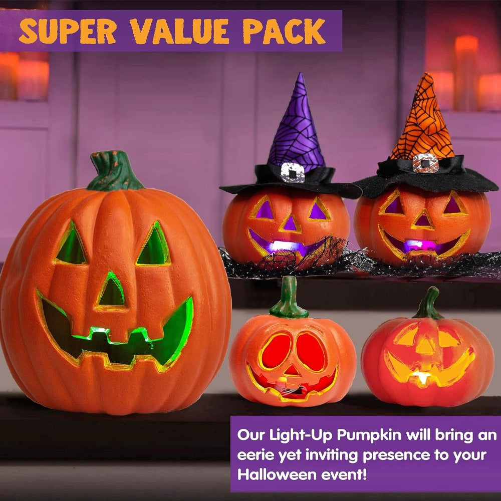 Set de calabazas luminosas Jack O'Lantern – Decoración de Halloween con luz a pilas