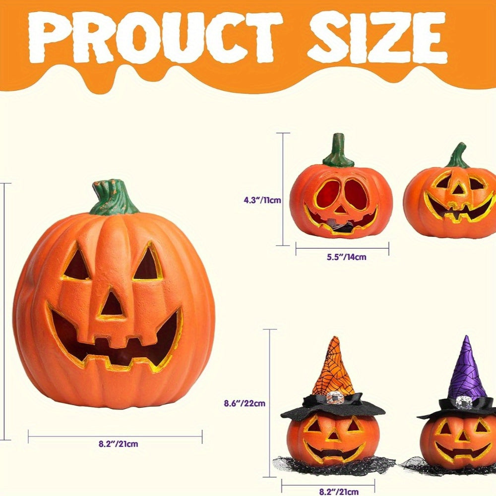 Set de calabazas luminosas Jack O'Lantern – Decoración de Halloween con luz a pilas