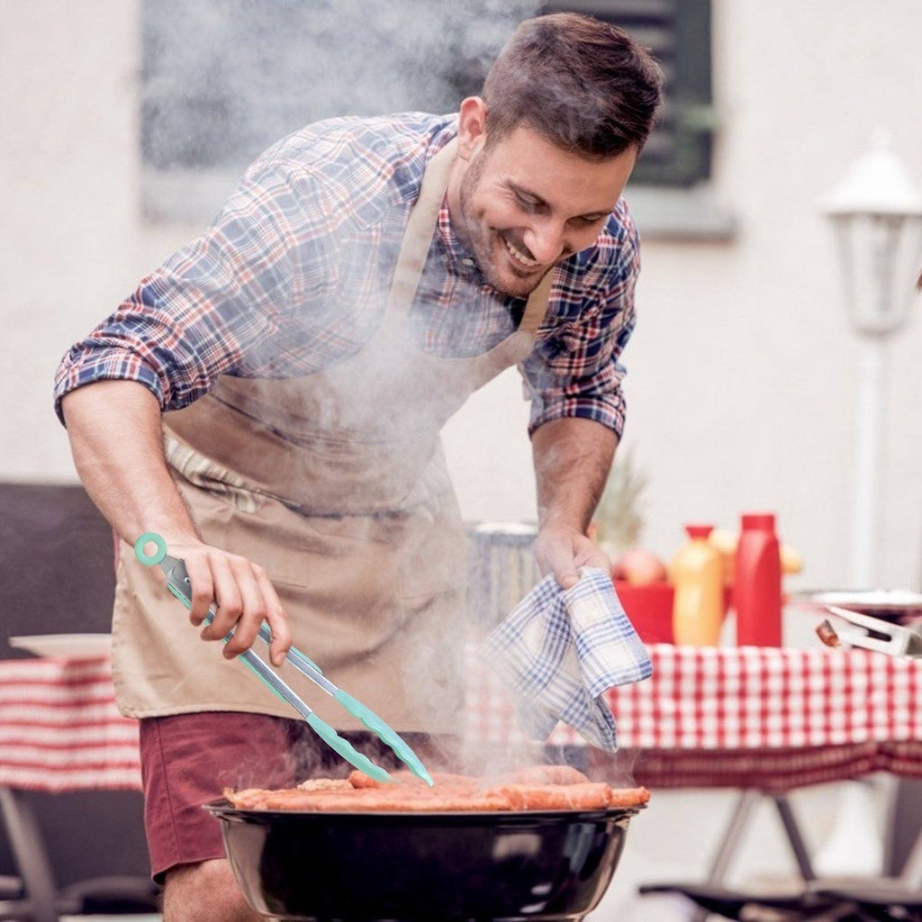 Set de 11 utensilios de cocina de silicona con mangos de madera resistentes al calor hasta 230 °C