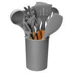Set de 11 utensilios de cocina de silicona con mangos de madera resistentes al calor hasta 230 °C