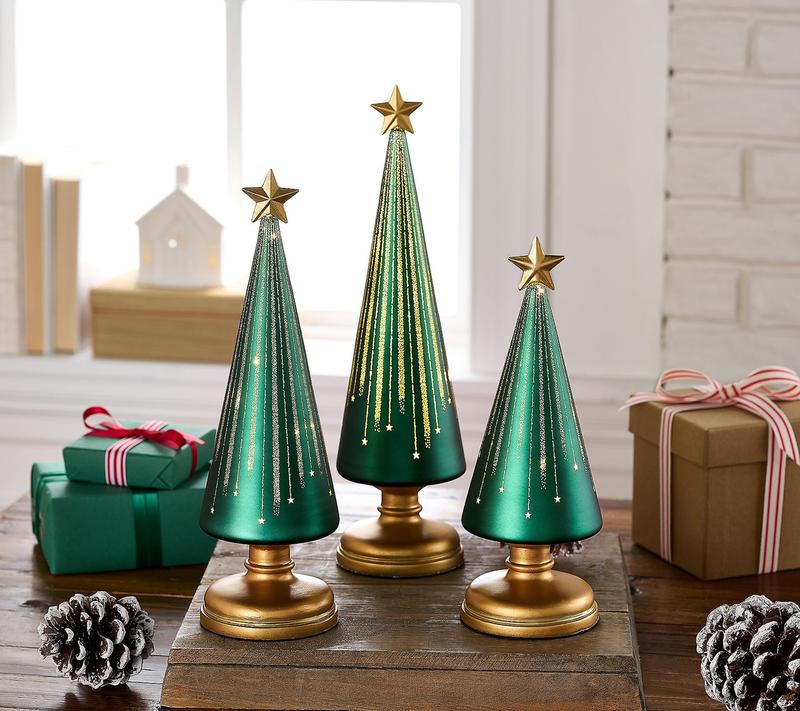 Set de árboles de Navidad LED luminosos con temporizador