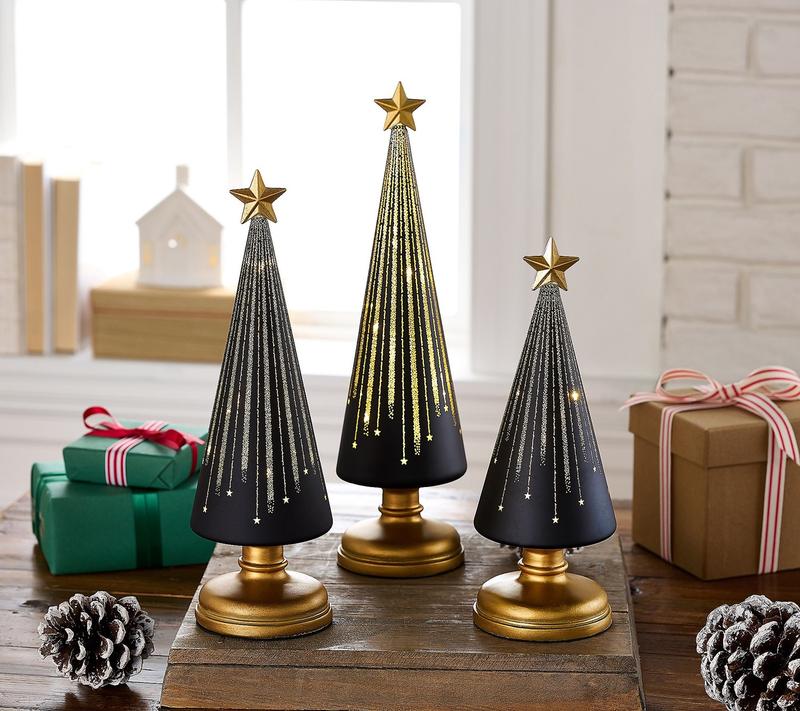 Set de árboles de Navidad LED luminosos con temporizador