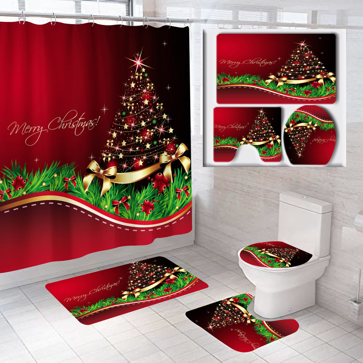 Set de baño temático navideño