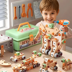 Set de construcción para niños con maletín de herramientas | Más de 100 componentes | Fomenta la motricidad fina y el pe