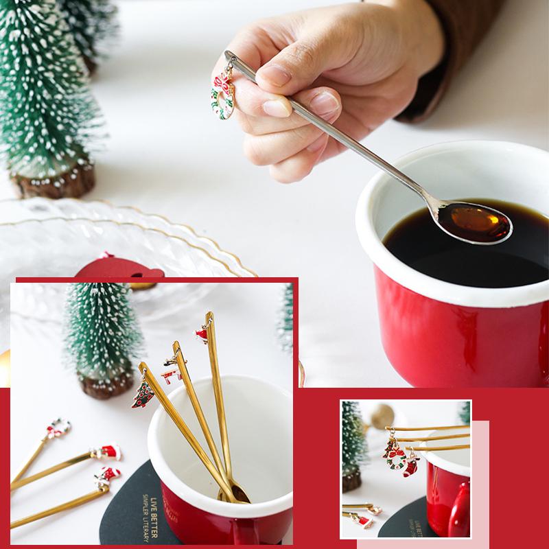 Set de cucharas y tenedores navideños de acero inoxidable