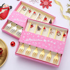 Set de cucharas y tenedores navideños de acero inoxidable