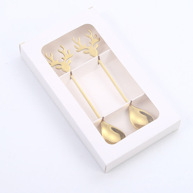 Set de cucharas y tenedores navideños de acero inoxidable
