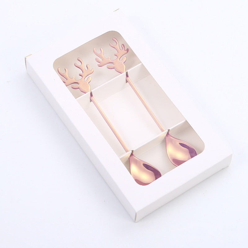Set de cucharas y tenedores navideños de acero inoxidable