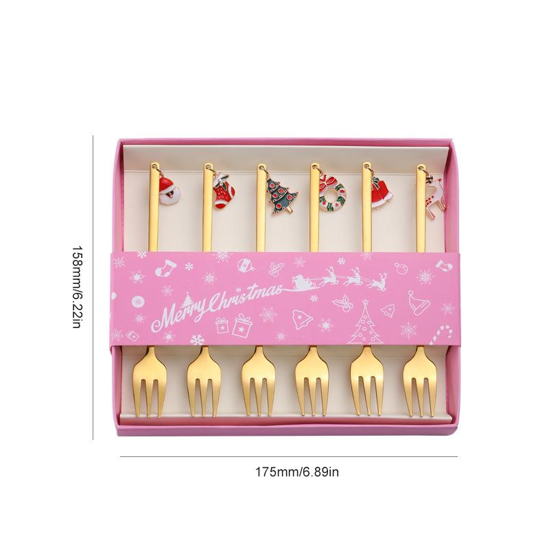 Set de cucharas y tenedores navideños de acero inoxidable