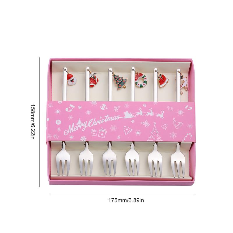 Set de cucharas y tenedores navideños de acero inoxidable