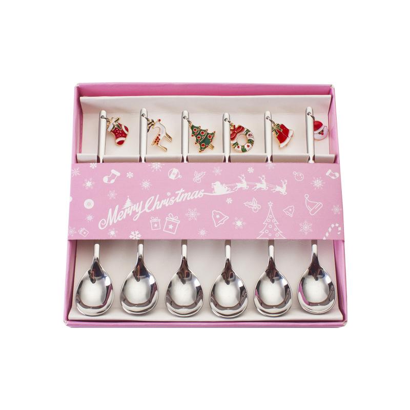 Set de cucharas y tenedores navideños de acero inoxidable